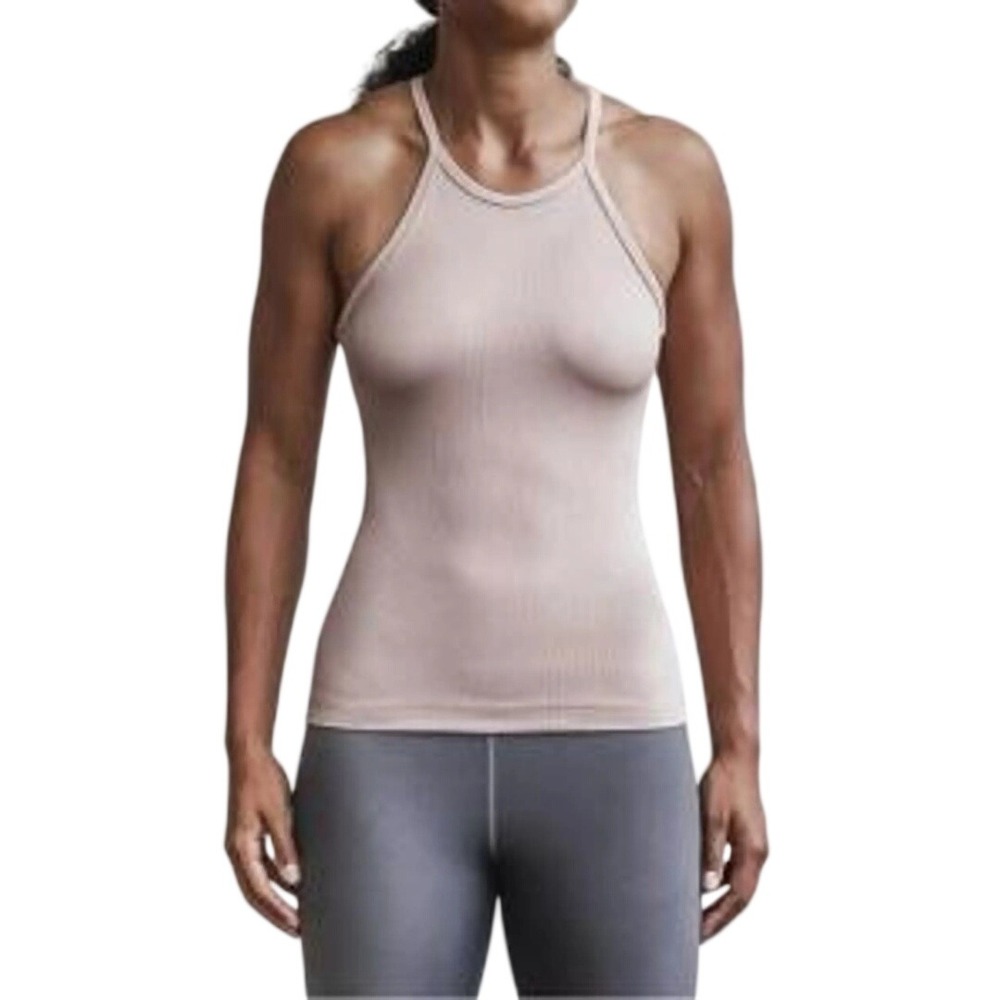NoBull Women's High Neck Ribbed Pink Mauve Racerback Tank‎ Top Size XS